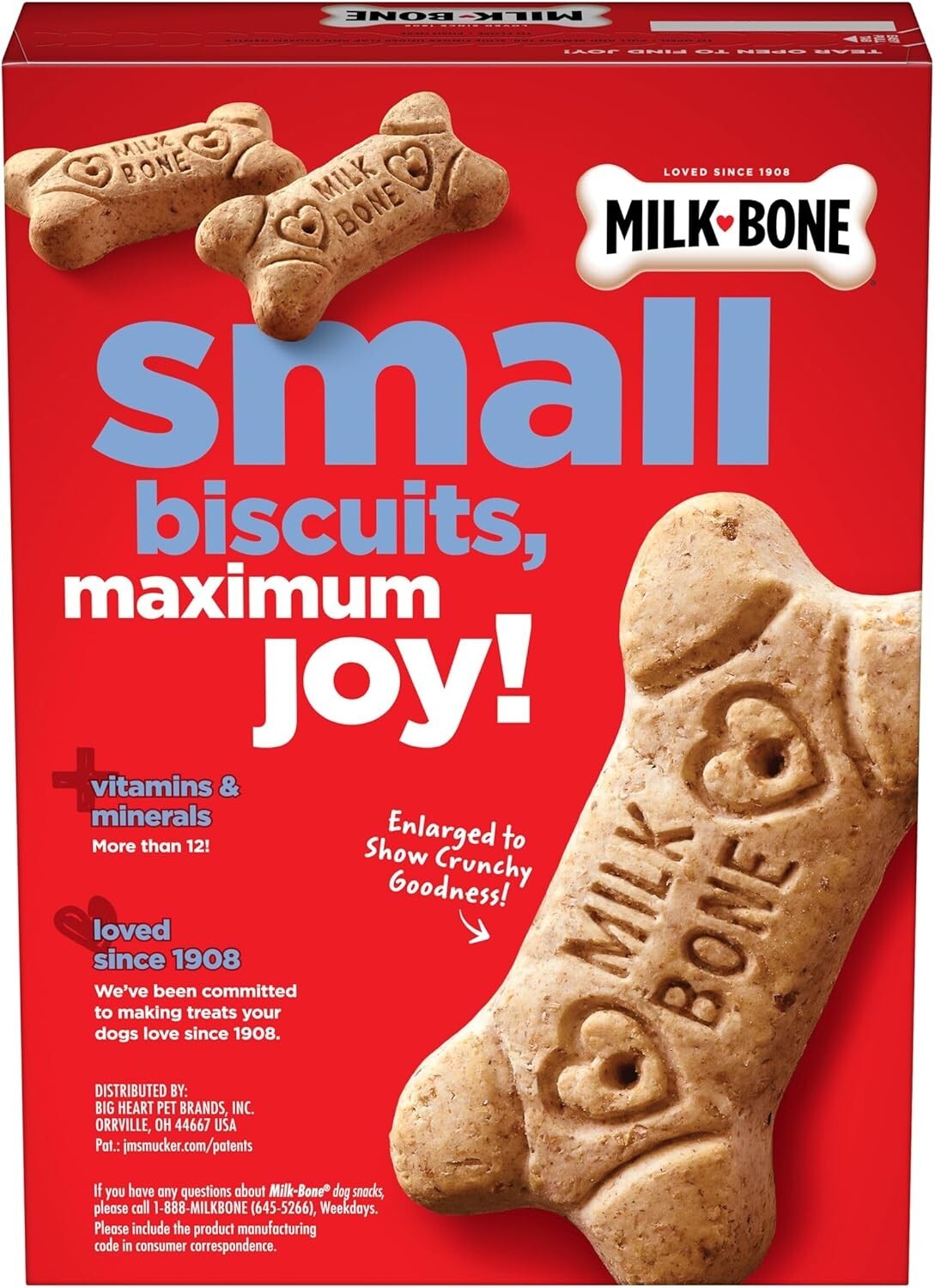 Dental Health Crunchy Treats for Small Dogs - 24 Oz Pack of 12 Biscuits