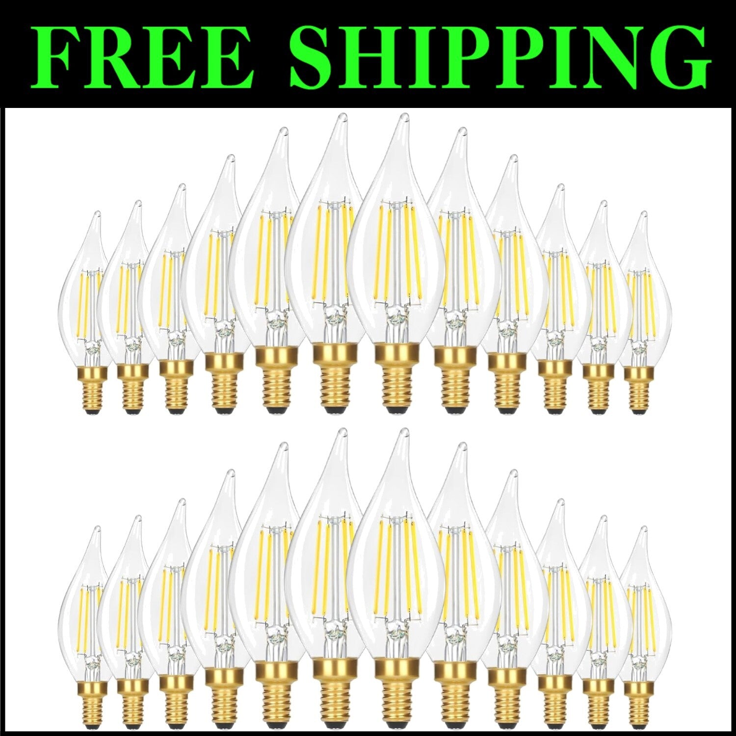E12 LED Chandelier Light Bulbs Pack of 24 - 460 Lumens Dimmable Elegance
