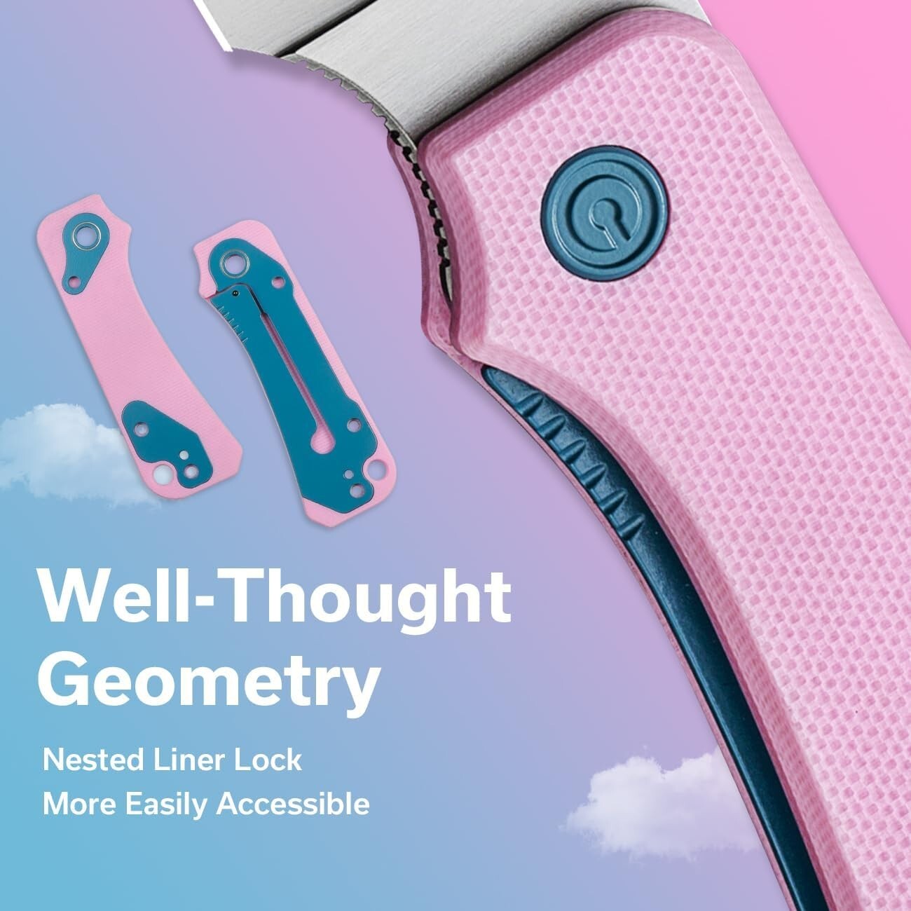 EDC Compact Folding Knife - 2.34" Nitro-V Blade, G10 Handle & Titanium Opener