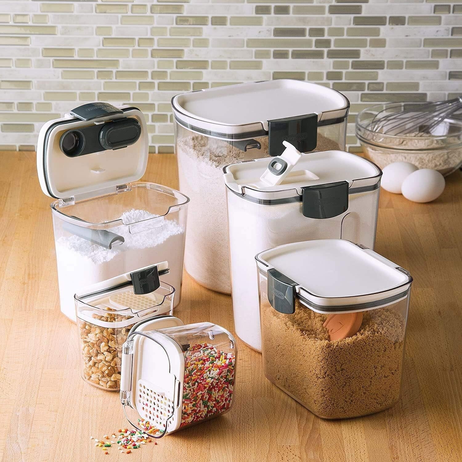 6-Piece Airtight Clear Plastic Storage Set for Flour, Sugar & Baking Essentials