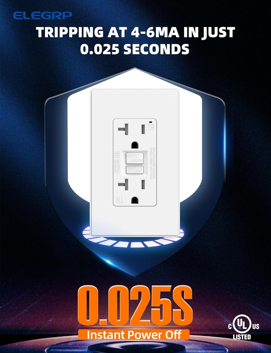 Matte White 20 Amp GFCI Outlets - Self-Test Protection with UL Certification