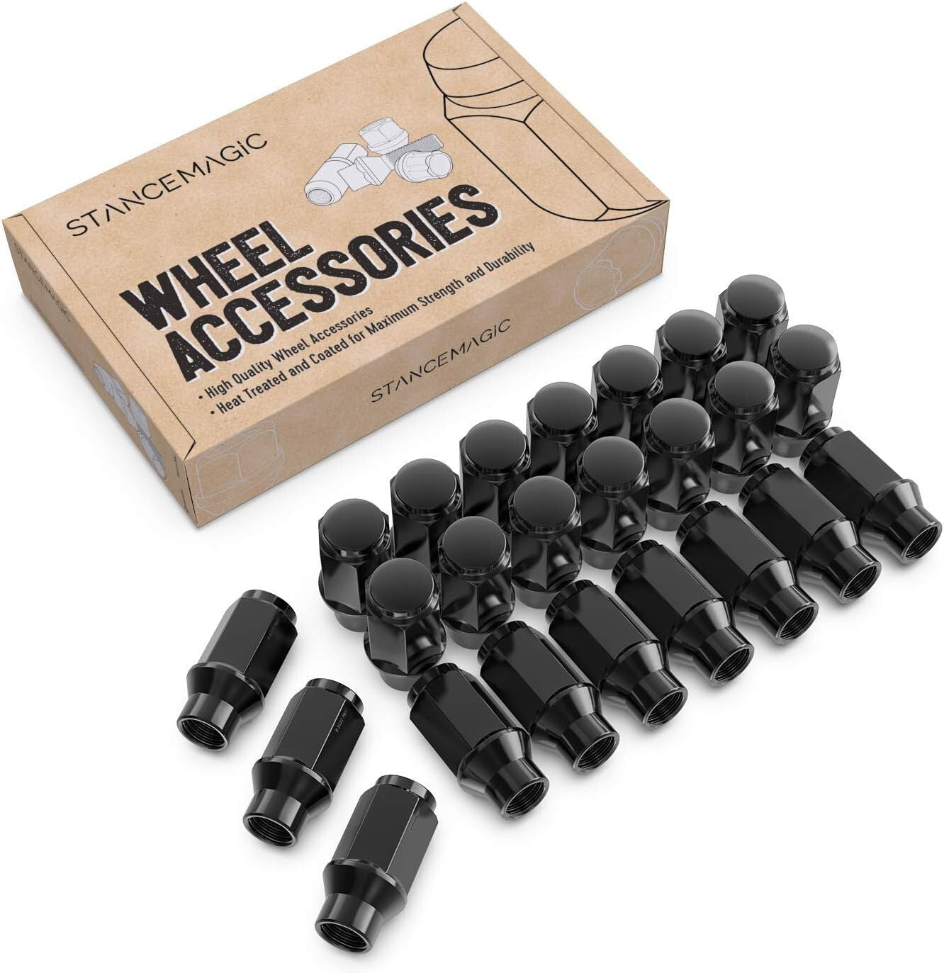 Corrosion-Resistant Cone Taper Lug Nut Set for Toyota, Lexus & More - 24 pcs