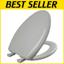 Load image into Gallery viewer, Classic Ice Grey Plastic Toilet Seat with Easy Install and Slow Close Features