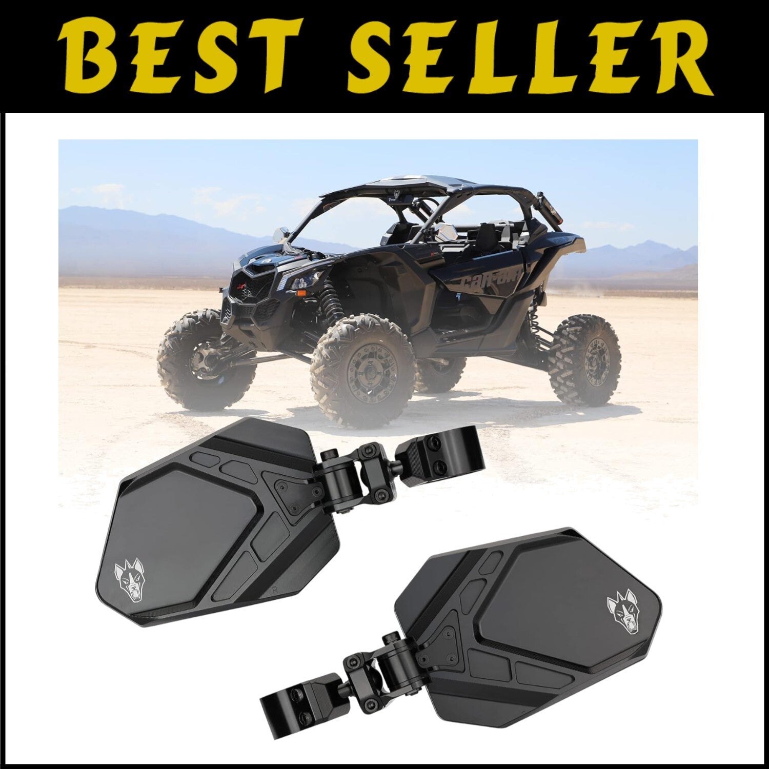 UTV Side Mirror Set with Large Convex Glass for Maximum Off-Road Visibility