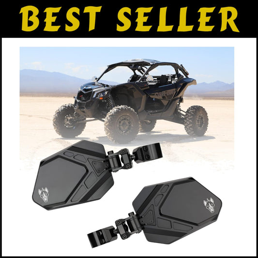 UTV Side Mirror Set with Large Convex Glass for Maximum Off-Road Visibility