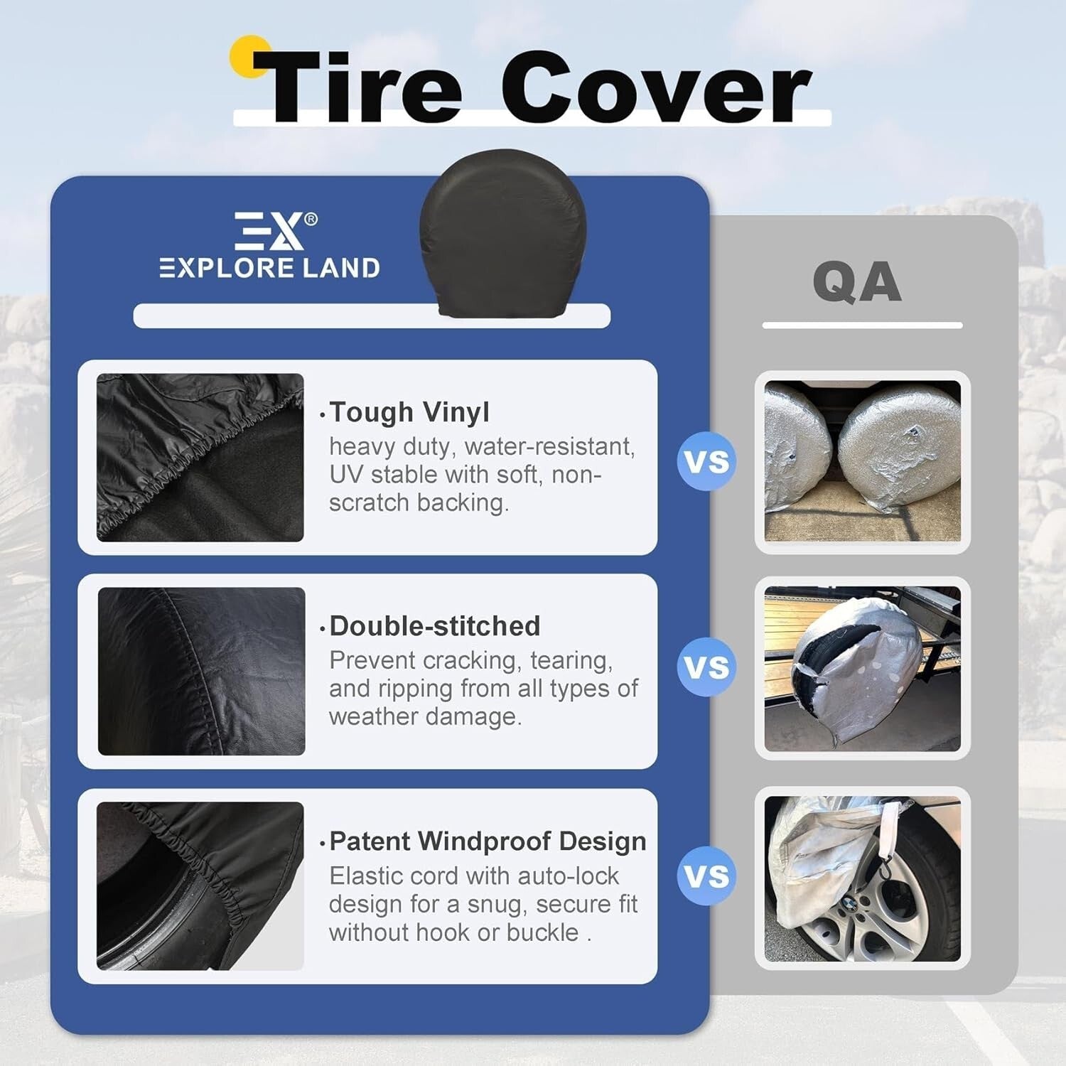 All-Season Tire Covers for SUVs, Trailers & Campers - 4 Covers 35''-38.75''