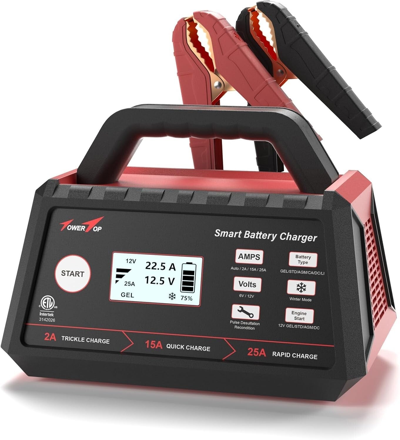 Smart 12V Car Battery Charger: 25A Fast Charging & Maintenance for All Batteries
