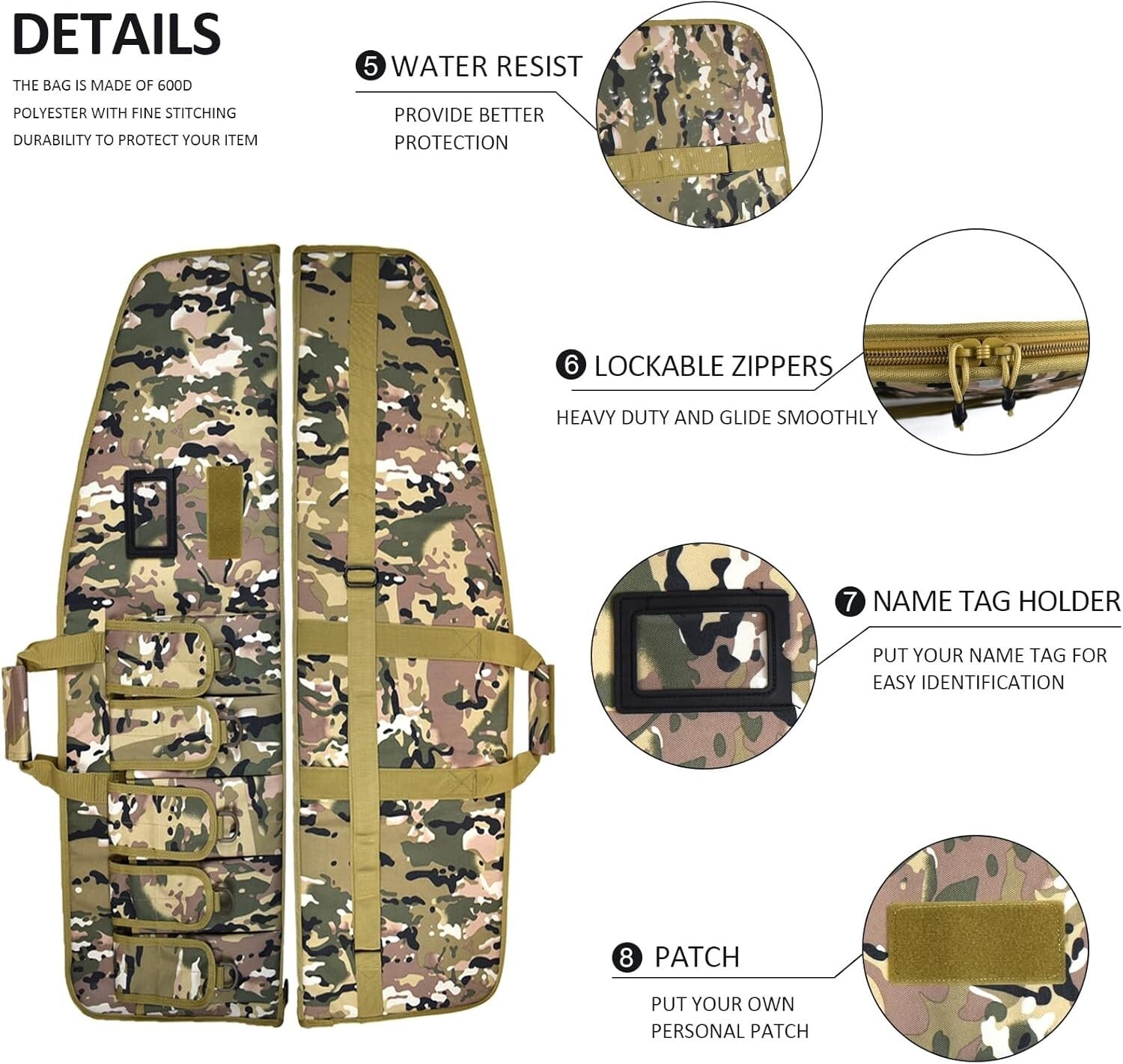 Tactical Soft Gun Case, 42" Camouflage Rifle Bag with 5 Pouches & Sling