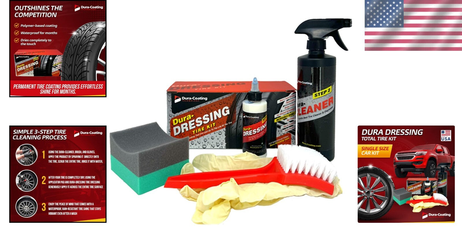 Dura-Cleaner & Tire Shine Applicator Set—Made in the USA for Ultimate Tire Care