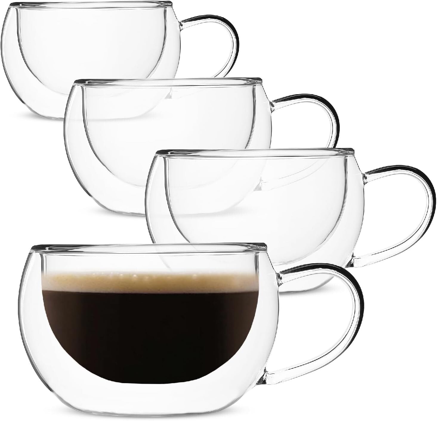 Borosilicate Double Wall Coffee Mugs - 9 oz Modern Design for Hot or Cold Drinks