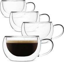 Load image into Gallery viewer, Borosilicate Double Wall Coffee Mugs - 9 oz Modern Design for Hot or Cold Drinks