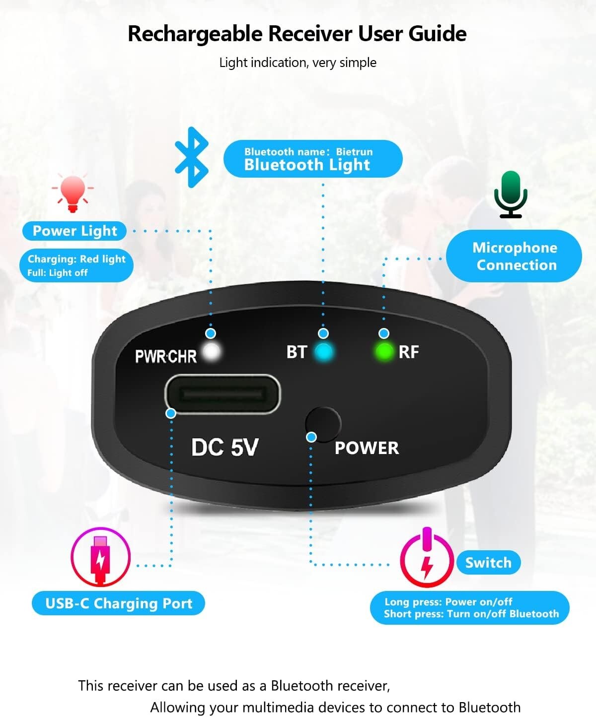 Durable Metal Wireless Microphone - Rechargeable & Ideal for Public Speaking