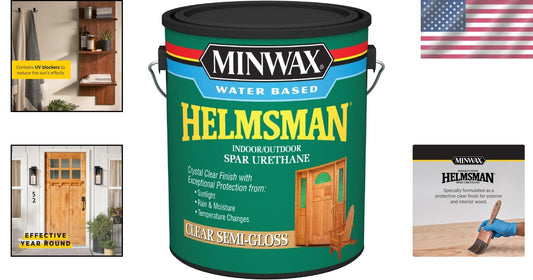 Versatile Water-Based Spar Urethane for Wood - 1 Gallon, Semi-Gloss, 500 sq ft