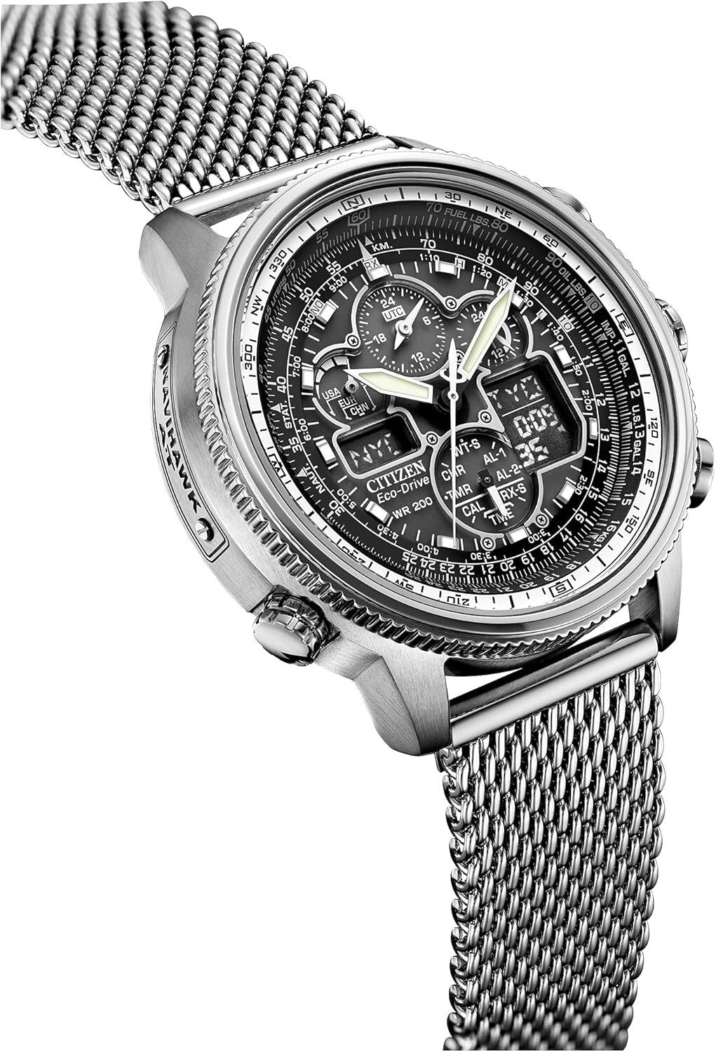 Pilot-Inspired Eco-Drive Atomic Watch - Chronograph with Perpetual Calendar