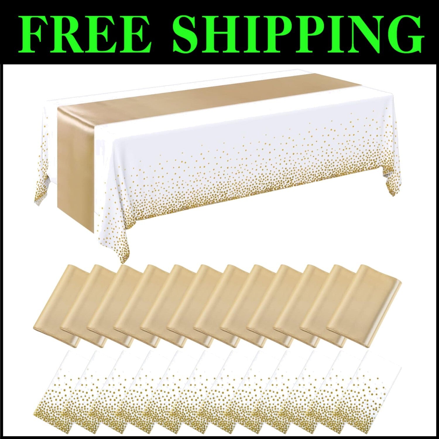 Elegant 24-Pack White and Gold Disposable Tablecloths & Runners for Celebrations