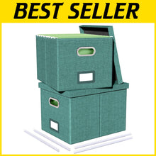 Load image into Gallery viewer, Modern 2-Pack Document Organizer with Lid for Letter/Legal Files in Forest Green