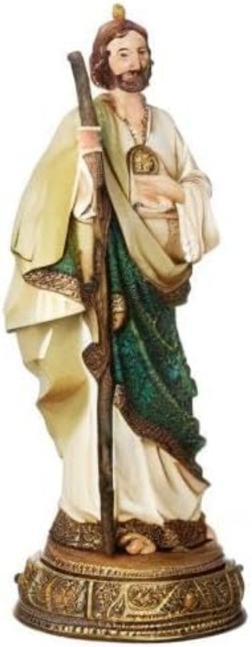 St. Jude Figure on Base - 10.75" Elegant Resin Statue for Home & Office Decor