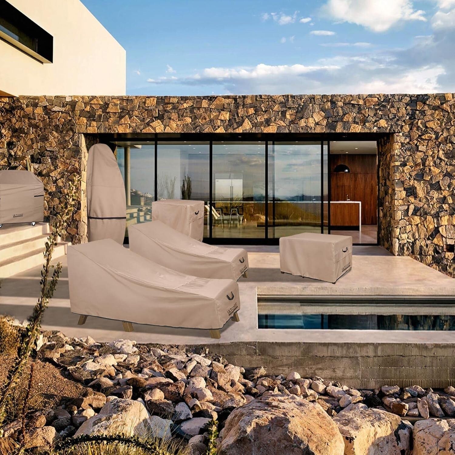 Solid Brown Outdoor Chair Covers - Heavy-Duty Protection for 76" x 32" Chairs