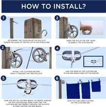 Load image into Gallery viewer, 150ft Aged Bronze Heavy-Duty Clothesline with Rust-Resistant Pulleys &amp; Hooks