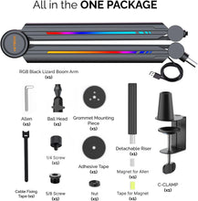 Load image into Gallery viewer, Stainless Steel RGB Adjustable Mic Boom Arm for Professional Streaming Setups