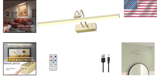 20-Inch Remote-Controlled Wireless Art Light with Timer - Elegant Brass Fixture