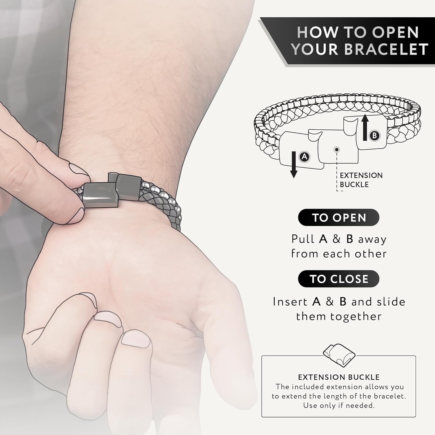 Artisan Handcrafted Brown Leather Bracelet with Silver Chain – Medium Size