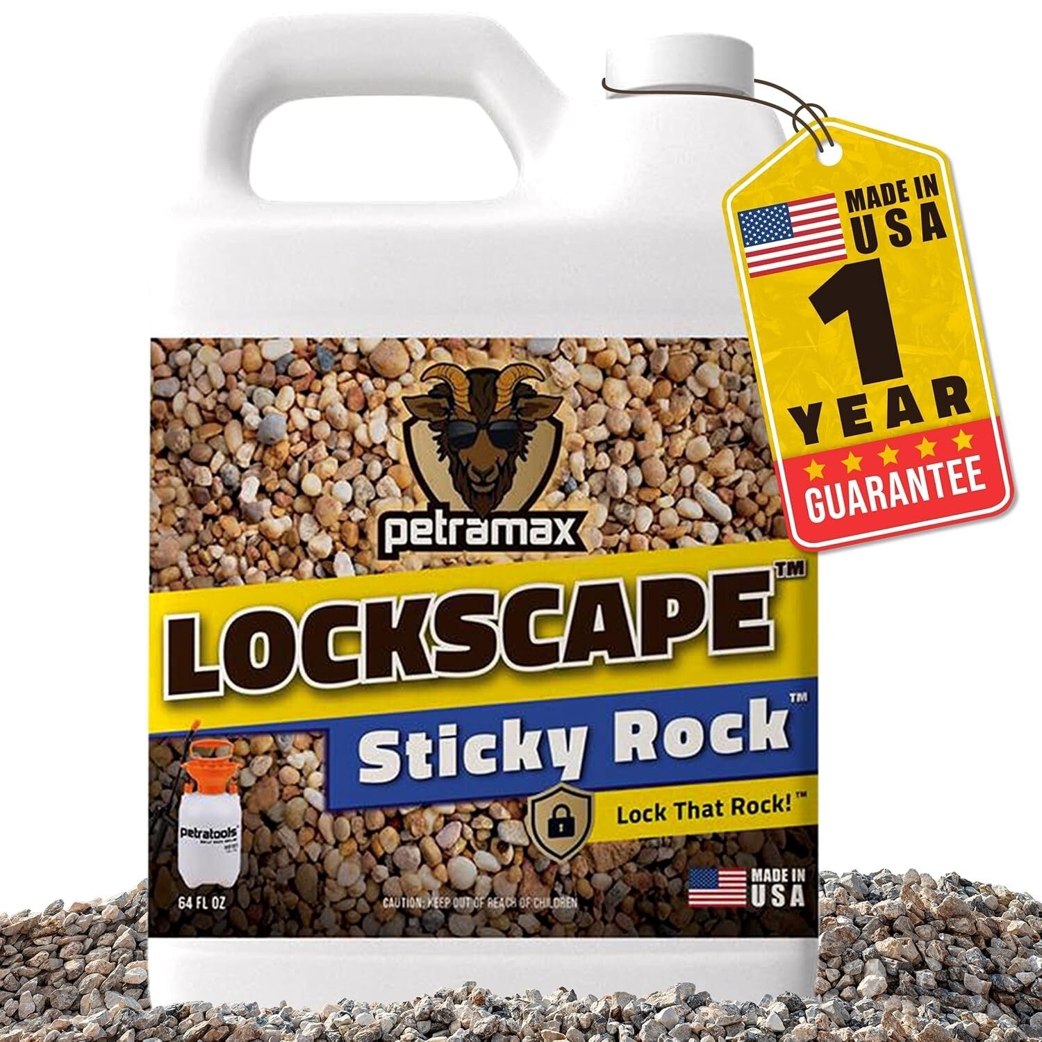 Lockdown 64 oz Clear Rock Glue - DIY Landscaping Essential for Erosion Control