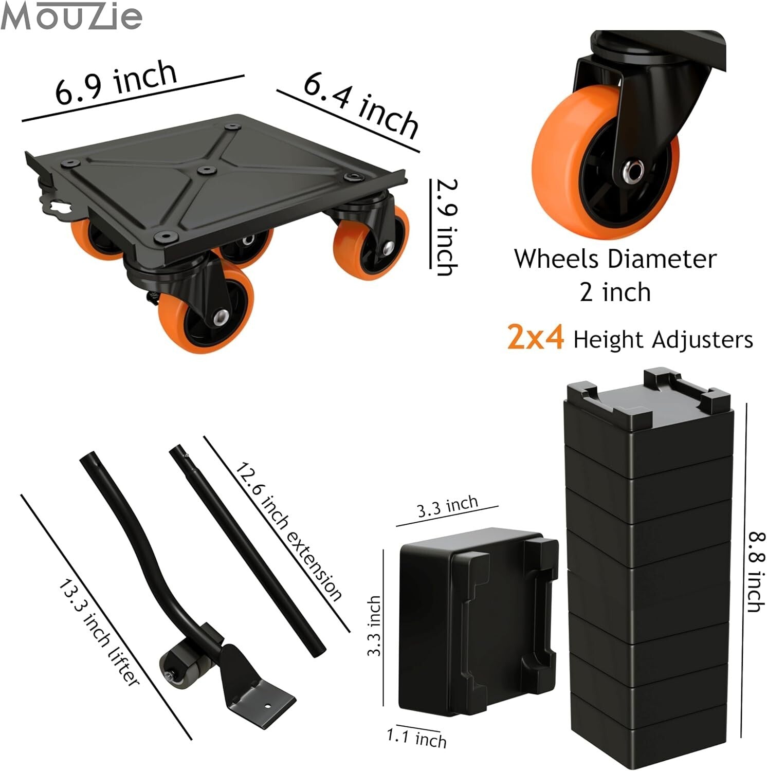 5-Wheel Heavy Duty Furniture Lifter with Anti-Slip Pads - Ideal for Safe Moving