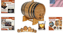Load image into Gallery viewer, Handcrafted 2 Liter Oak Barrel &amp; Stand for Quick Aging Cocktails &amp; Spirits