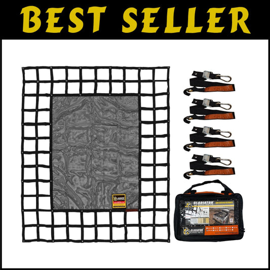 Weatherproof Medium 6.75' x 8' Cargo Net - Ideal for Trucks and Trailers