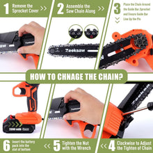 Load image into Gallery viewer, Lightweight 6-Inch Cordless Mini Chainsaw with 2 Batteries for DIY Gardening