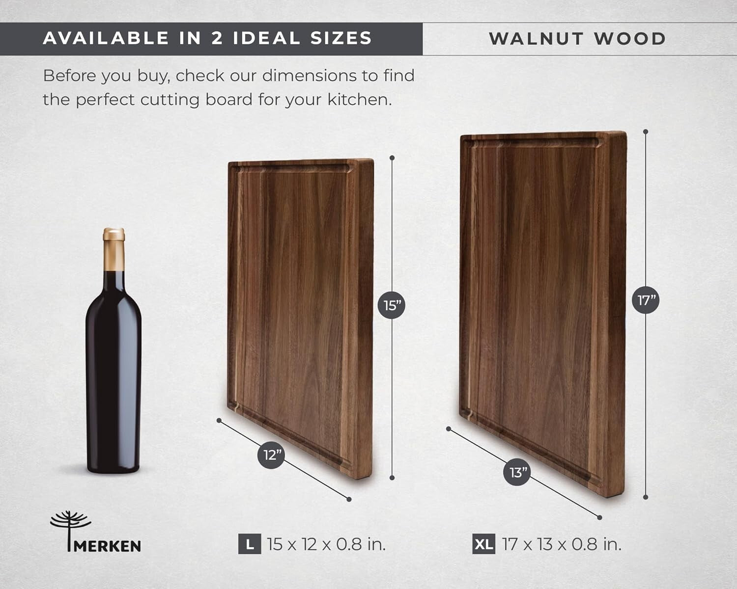 15"x12" Reversible Walnut Cutting Board with Juice Groove - Ideal for BBQ & Prep