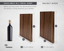 Load image into Gallery viewer, 15"x12" Reversible Walnut Cutting Board with Juice Groove - Ideal for BBQ &amp; Prep