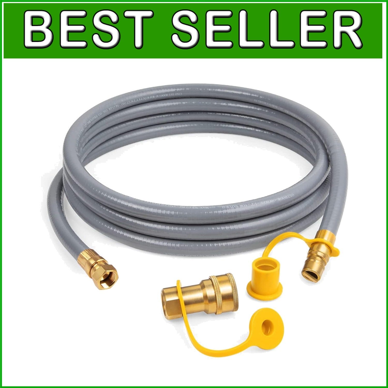 12ft 3/8'' ID Natural Gas Hose with Quick Connect for Grills & Heaters