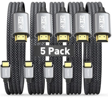 Load image into Gallery viewer, Premium 5 Pack USB-C to HDMI 4K Cable - Compatible with Mac, iPhone, Galaxy