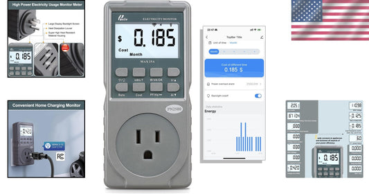 High-Power EV Charger Monitor with Wi-Fi Control & Advanced Accuracy - 60-240V