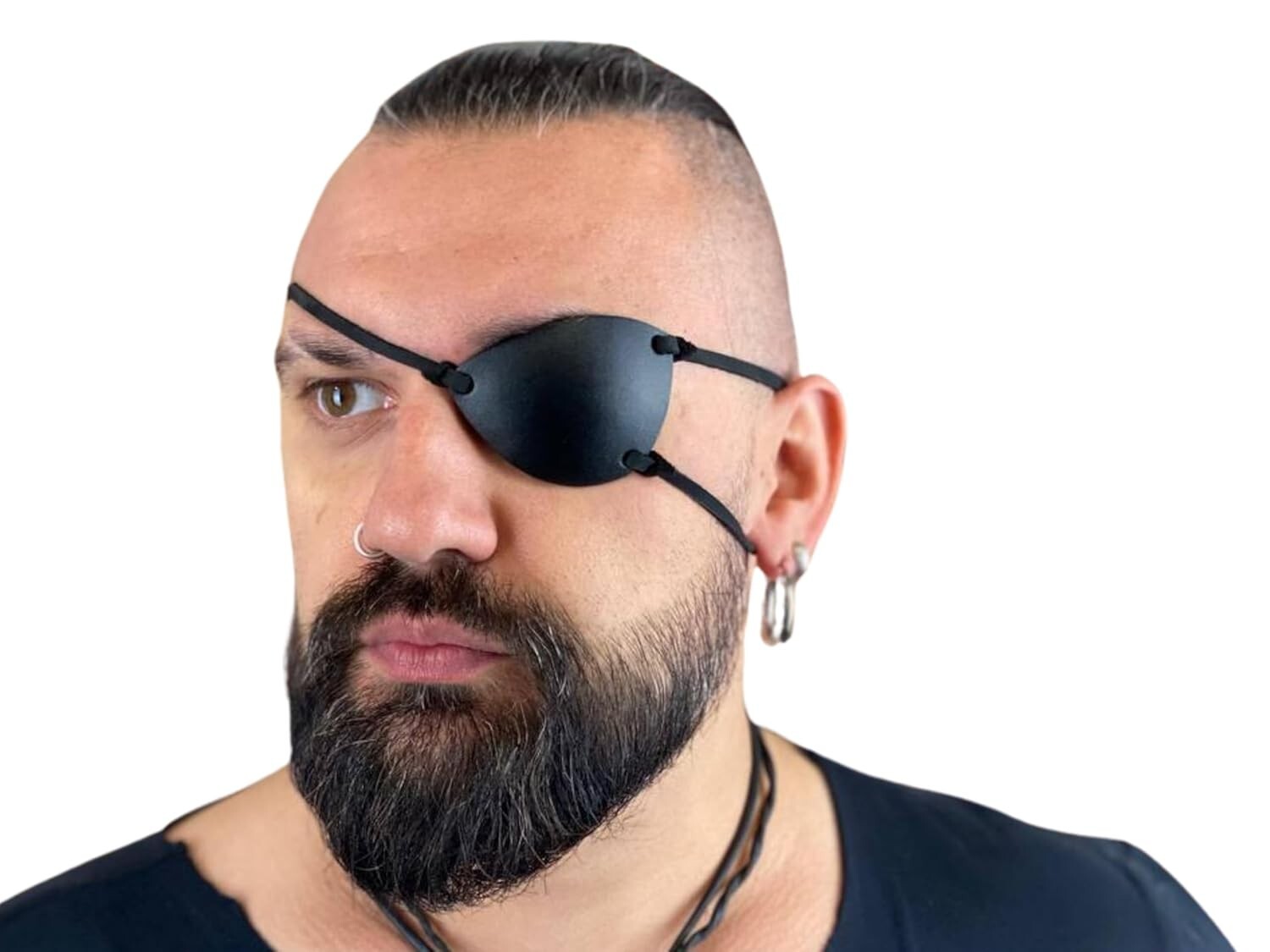 Adjustable Black Leather Eye Patch - Stylish Punished Snake Cosplay Accessory