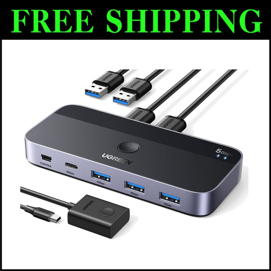 QuickConnect USB Switch for 2 Computers: Share Keyboards, Mice, Printers, More