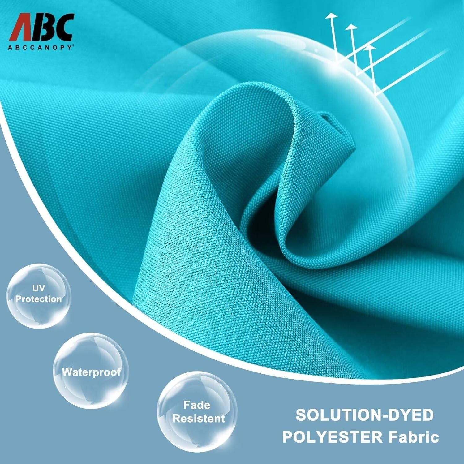 Durable 9FT Turquoise Solar LED Patio Umbrella with 32 Lights - Elegant Shade