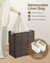 Load image into Gallery viewer, Space-Saving 110L Laundry Hamper with Two Liner Bags and Classic Brown Finish