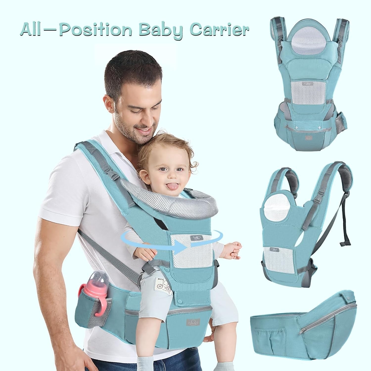 6-in-1 Ergonomic Baby Carrier with Hip Seat - Perfect for Newborns to Toddlers