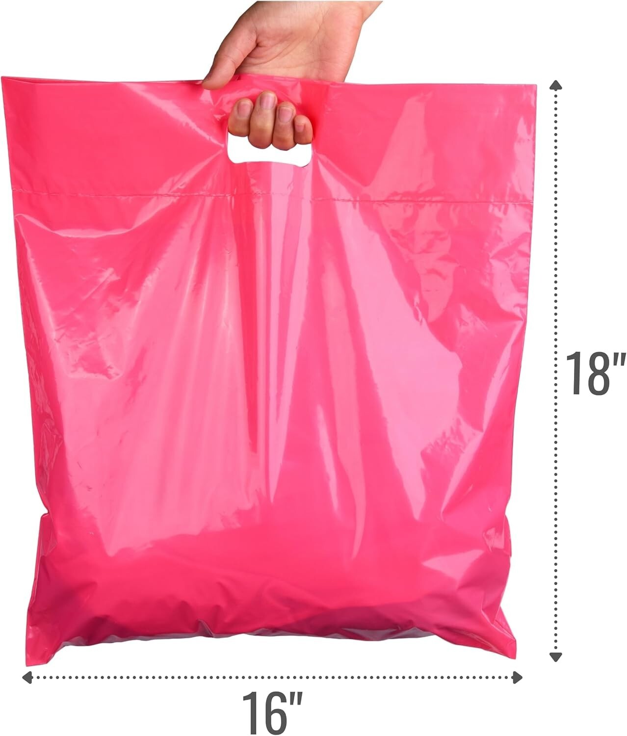 16x18 Extra Large Plastic Shopping Bags with Handles - 100 Count Merchandising