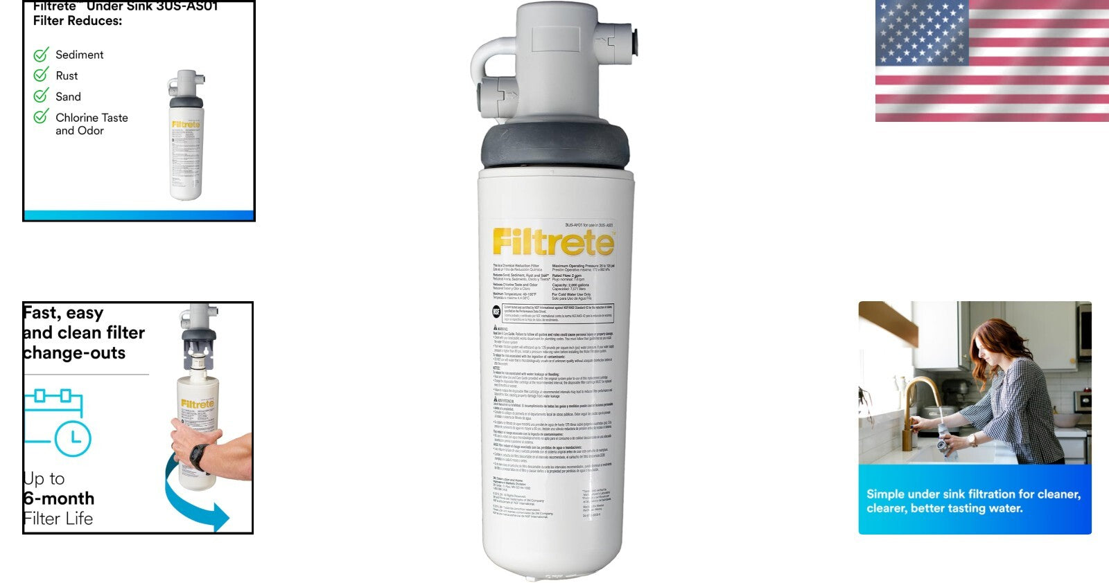 Under Sink Quick Change Water Filtration System for Cleaner, Great-Tasting Water