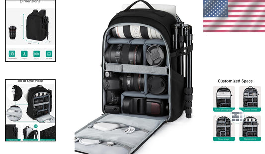 Customizable Photographer's Backpack with Padded Straps & Weather Protection