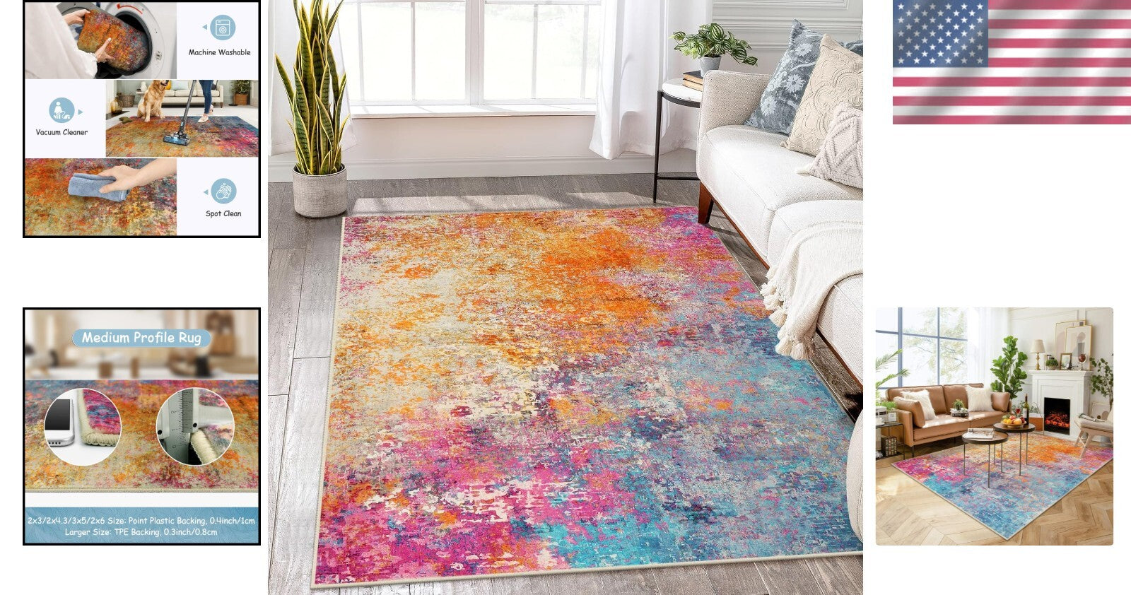Modern 5' x 7' Soft Low Pile Non-Slip Area Rug - Pet Friendly & Stain Resistant