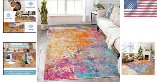 Modern 5' x 7' Soft Low Pile Non-Slip Area Rug - Pet Friendly & Stain Resistant