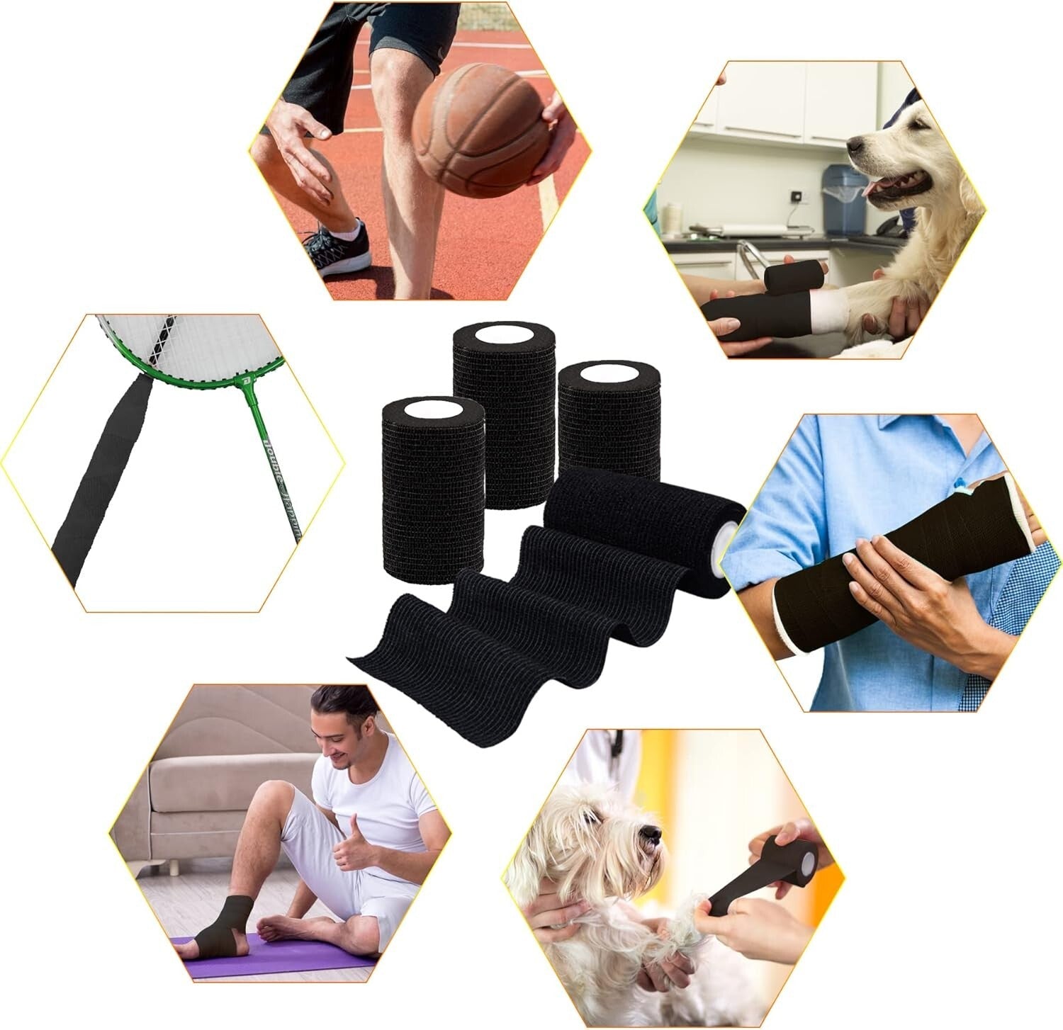 Breathable 4'' Self-Adherent Bandage Wrap for Athletics & Pet Care – 40 Rolls