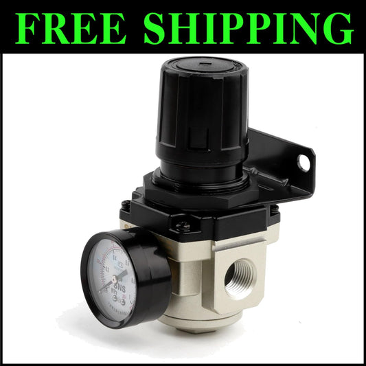 Compact Adjustable 1/2 NPT Air Pressure Regulator with Needle Valve Control