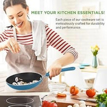 Load image into Gallery viewer, Elegant 11-Piece Non-Stick Ceramic Cookware Set in Royal Blue - Induction Ready