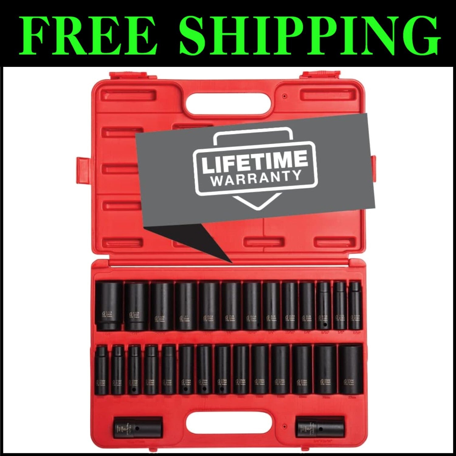 Professional 29-Piece Double Deep Impact Socket Set - Cr-Mo Steel Durability
